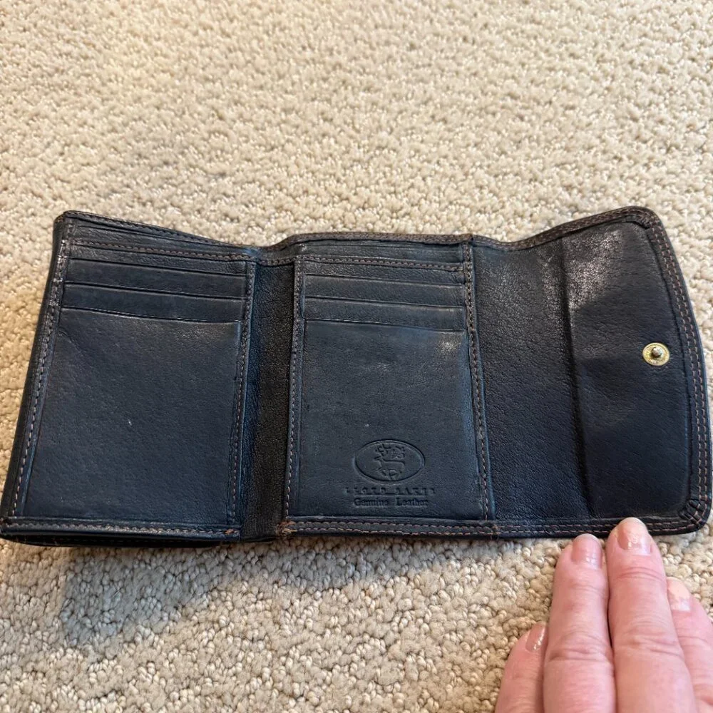 Lloyd Baker Women's Leather Wallet Multi Fold Black 2 Flaps and Zip Coin Pocket